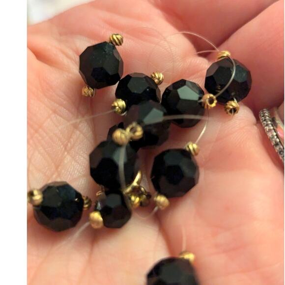 Czech Black Glass Beads Necklace with Invisible String - Picture 6 of 6